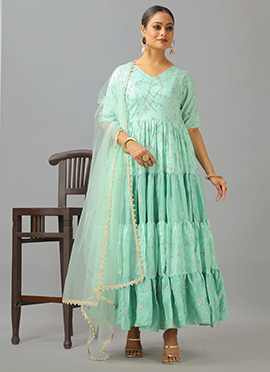 Classic Pistachio Green Embroidered Anarkali Suit