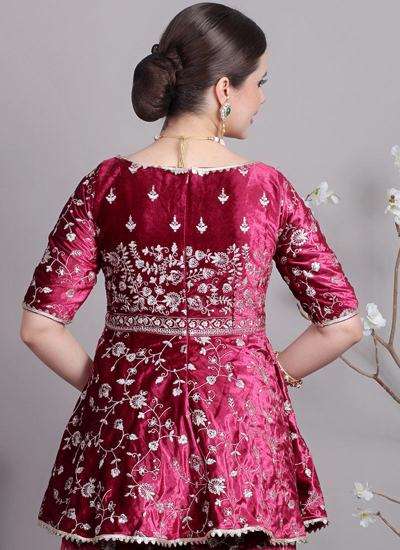 Premium Viscose Velvet Embroidered Sharara Suit with Soft Net Dupatta – Ready to Wear Party & Wedding Wear