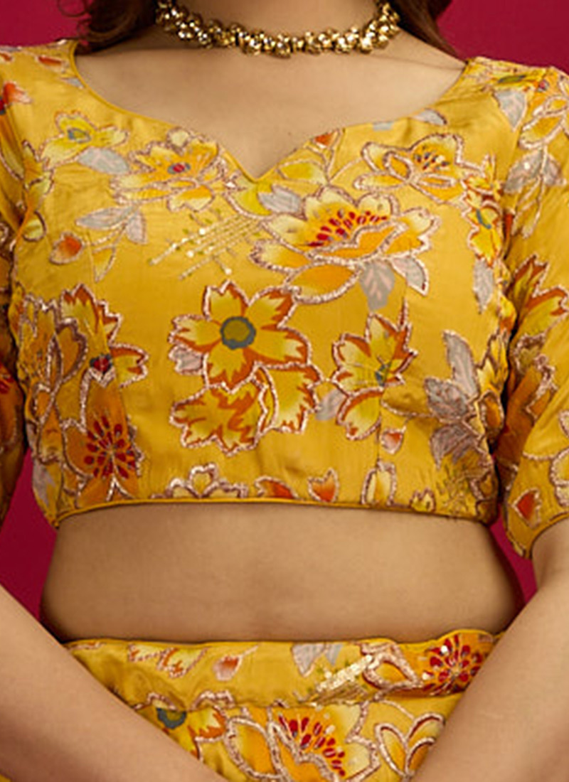 Yellow Crepe Silk Blouse Stitched. main image 0