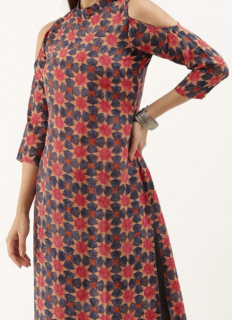 Shop Collar Neck Multicoloured Straight Pant Kurta Set After Six Wear Ready to wear dresses