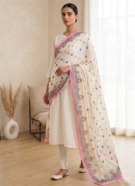 Cream Chiffon Digital Print Dupatta