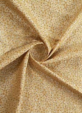 Beige Embroidered Cotton Fabric