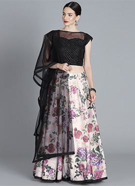 Multicolored Digital printed lehenga