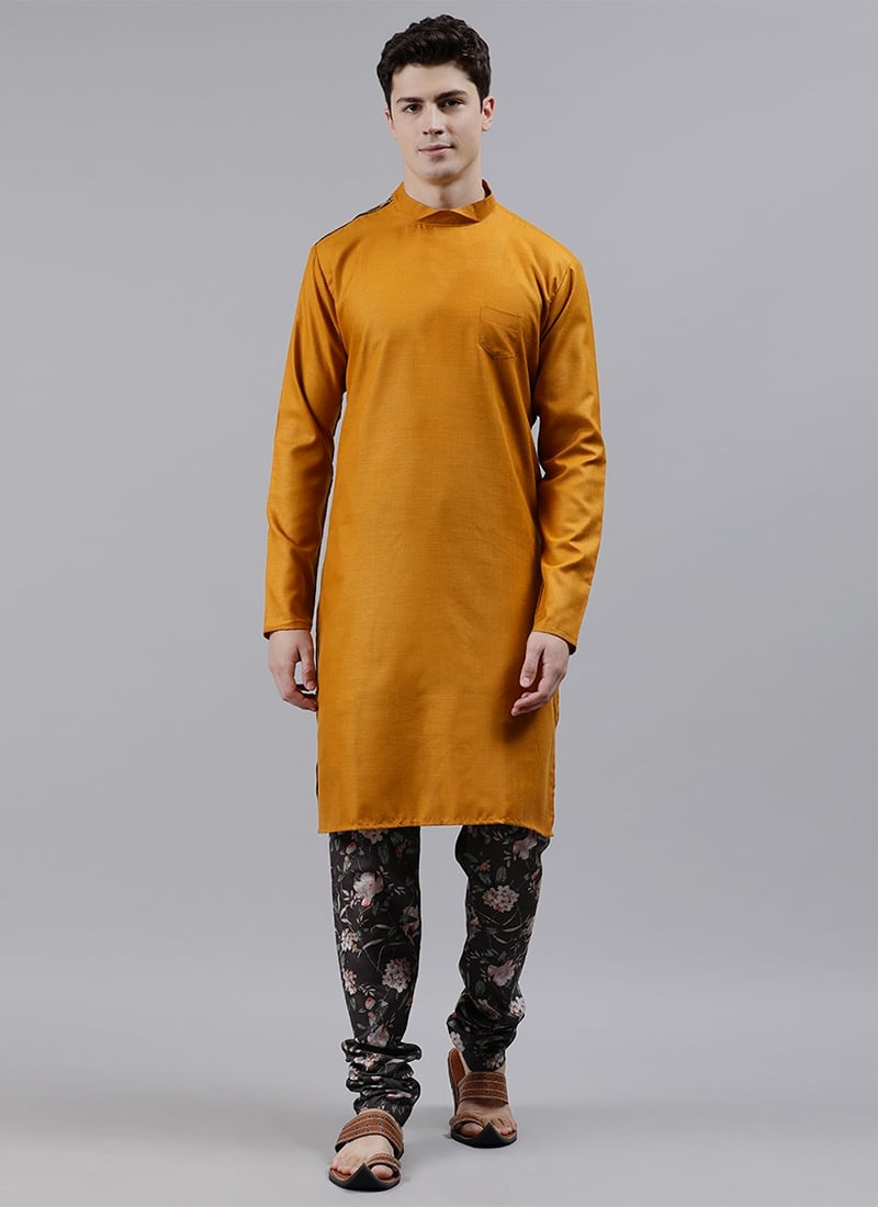 Grey Printed Kurta Pyjama Set Party Wear
