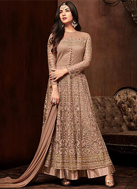 beige colour anarkali