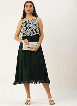 Dark Green Embroidered Georgette Dress