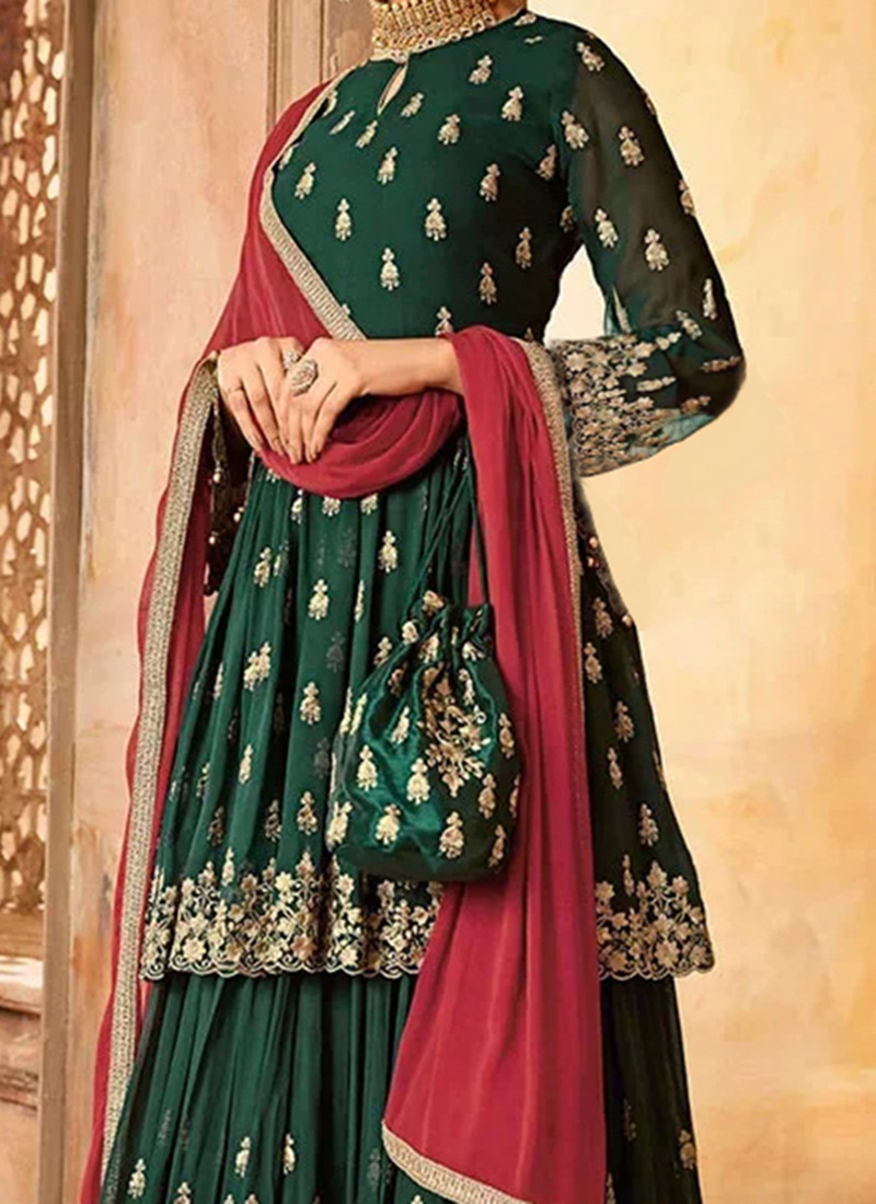 Suit with draped palazzo pants