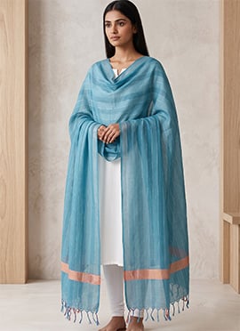 Dark Grey Art Silk Zari Dupatta