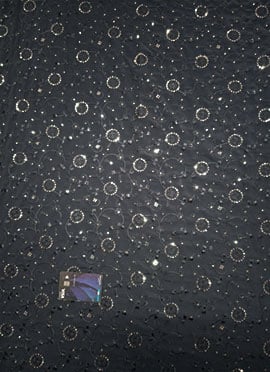 Dark Grey Georgette Sequins Embroidered Fabric