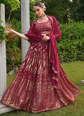 Dazzling Details In Pink Faux Georgette Sequins Lehenga