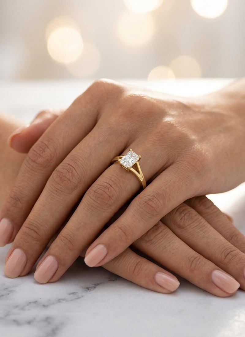 Dazzling Gold 925 Sterling Silver Moissanite Ring