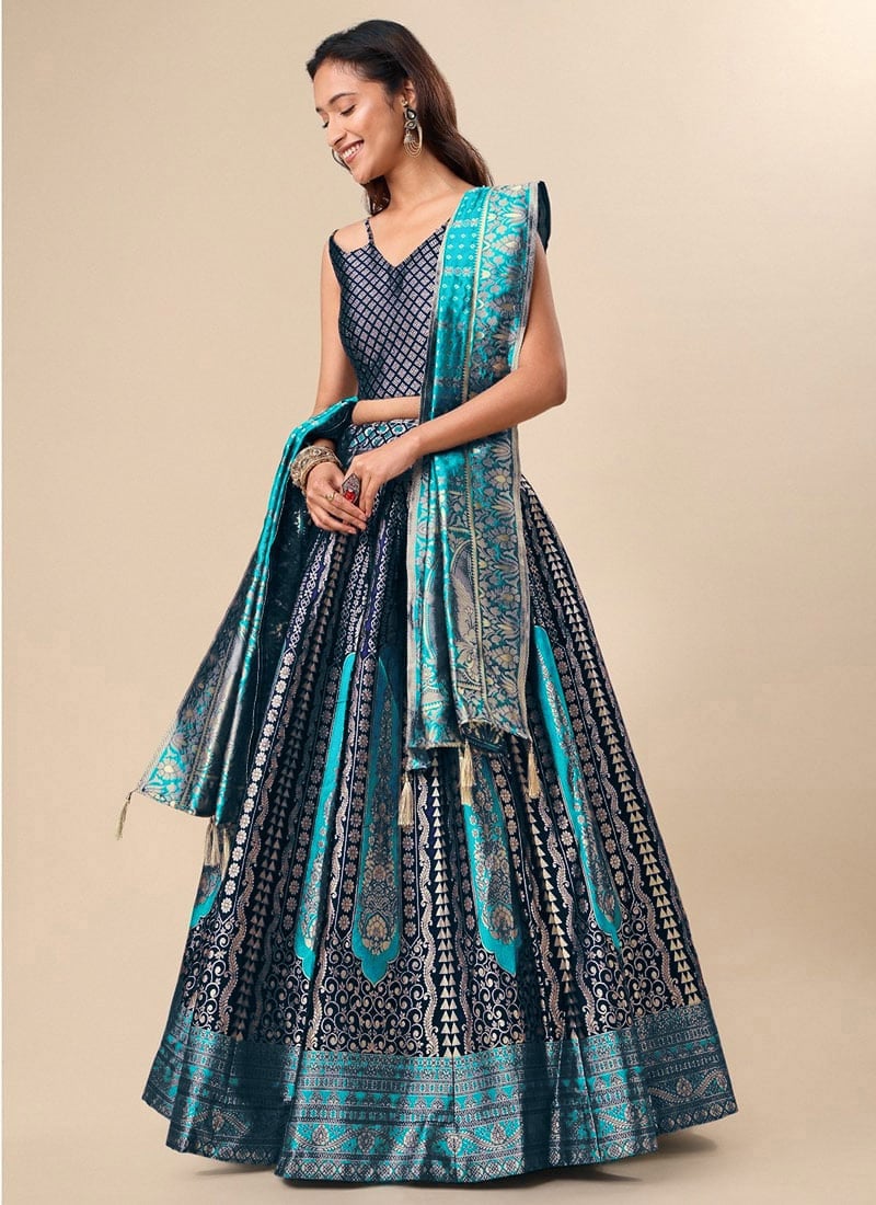 Dazzling Jacquard Brocade Silk A Line Lehenga Party Wear