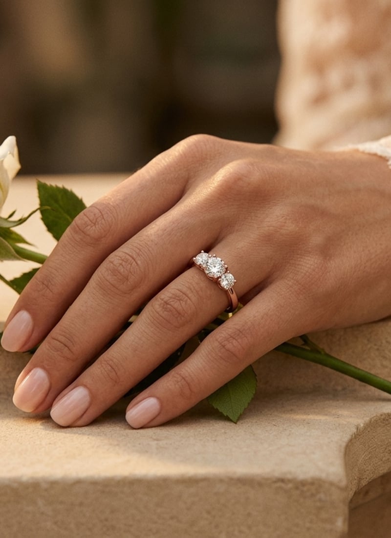 Dazzling Rose Gold 925 Sterling Silver Moissanite Ring