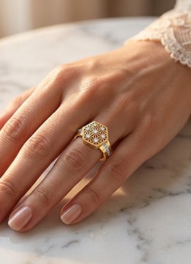 Designer Gold 925 Sterling Silver Moissanite Ring