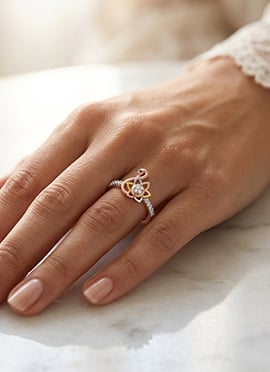 Designer Rose Gold 925 Sterling Silver Moissanite Ring