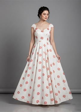 Dreamy Off White Silk Maxi Dress