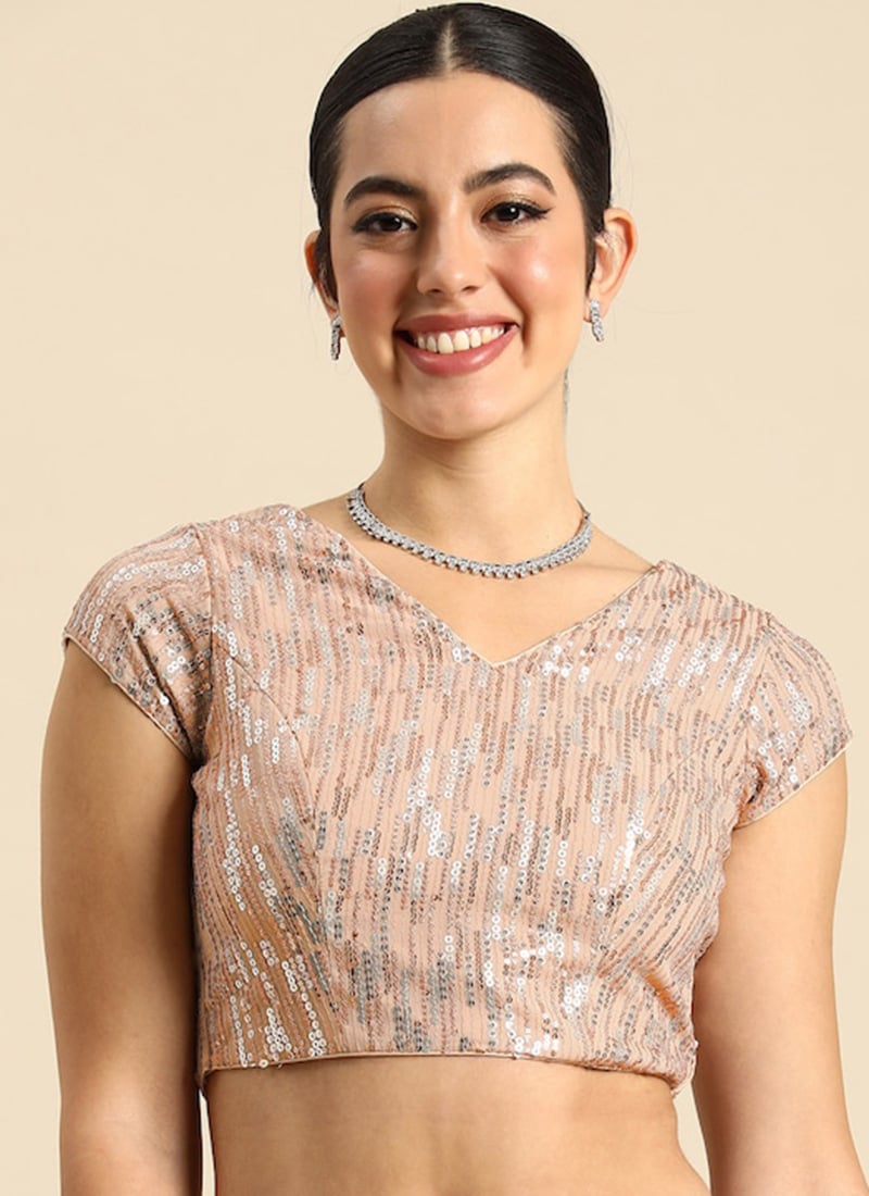 Dusty Peach Embroidered Georgette Blouse