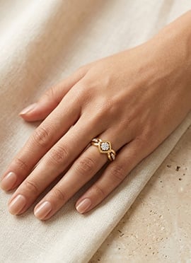 Elegant Gold 925 Sterling Silver Moissanite Ring