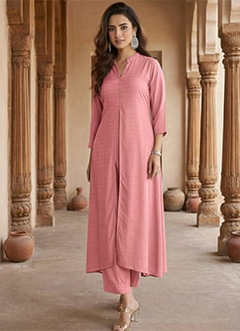 Elegant Rose Pink Rayon Kurta Set