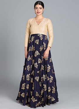 Ethnovog Blue Embroidered Gown