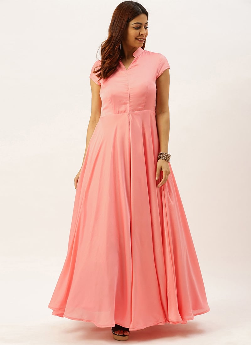 Ethnovog Pink Floor Length Gown Party Wear