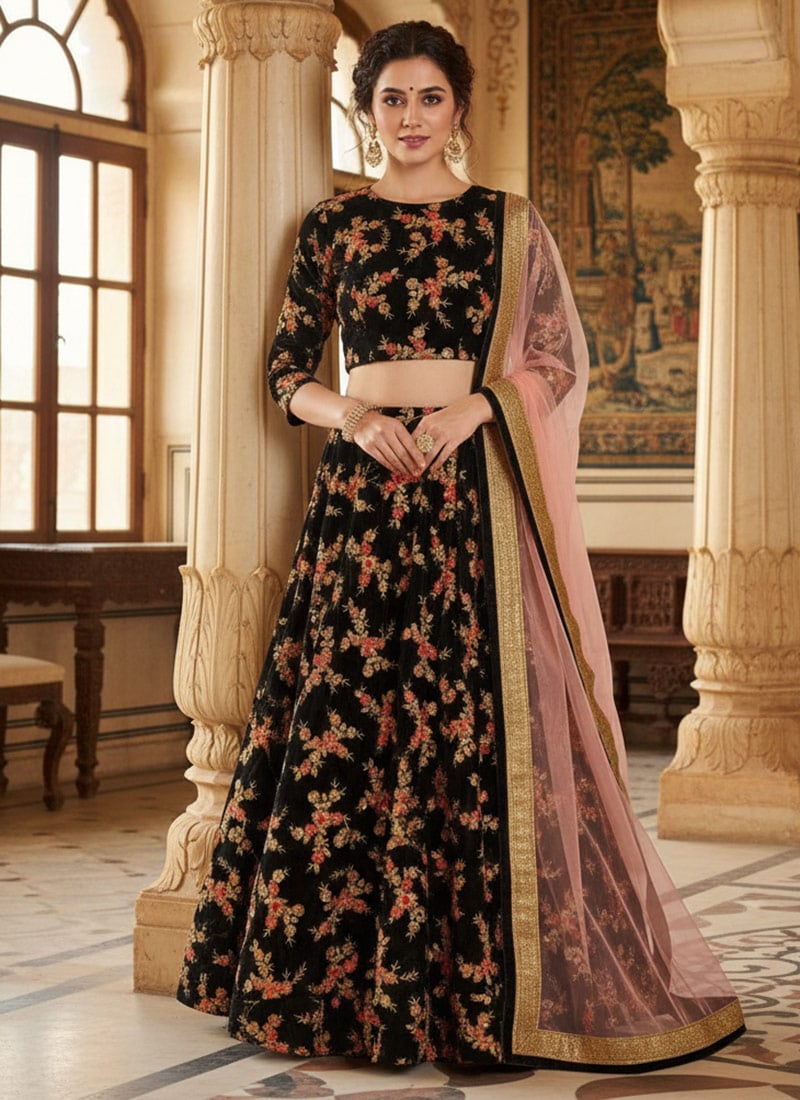Ethnovog Black Lehenga Set