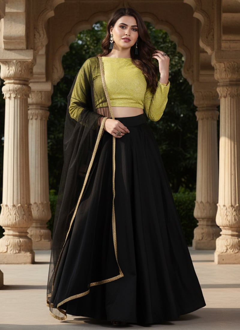 Ethnovog Green N Black Lehenga Festive Wear-GHBS01812128RTW