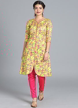 Ethnovog Green Straight Pant Suit