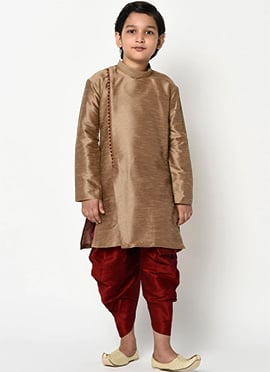 Exclusive Silk Dupion Dhoti Style Kids Boys Kurta Pyjama