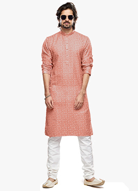 Exquisite Blended Cotton Printed Thread Kurta Pyjama