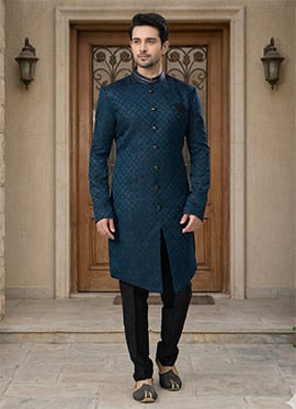Fashionable Jacquard Silk Classic Sherwani