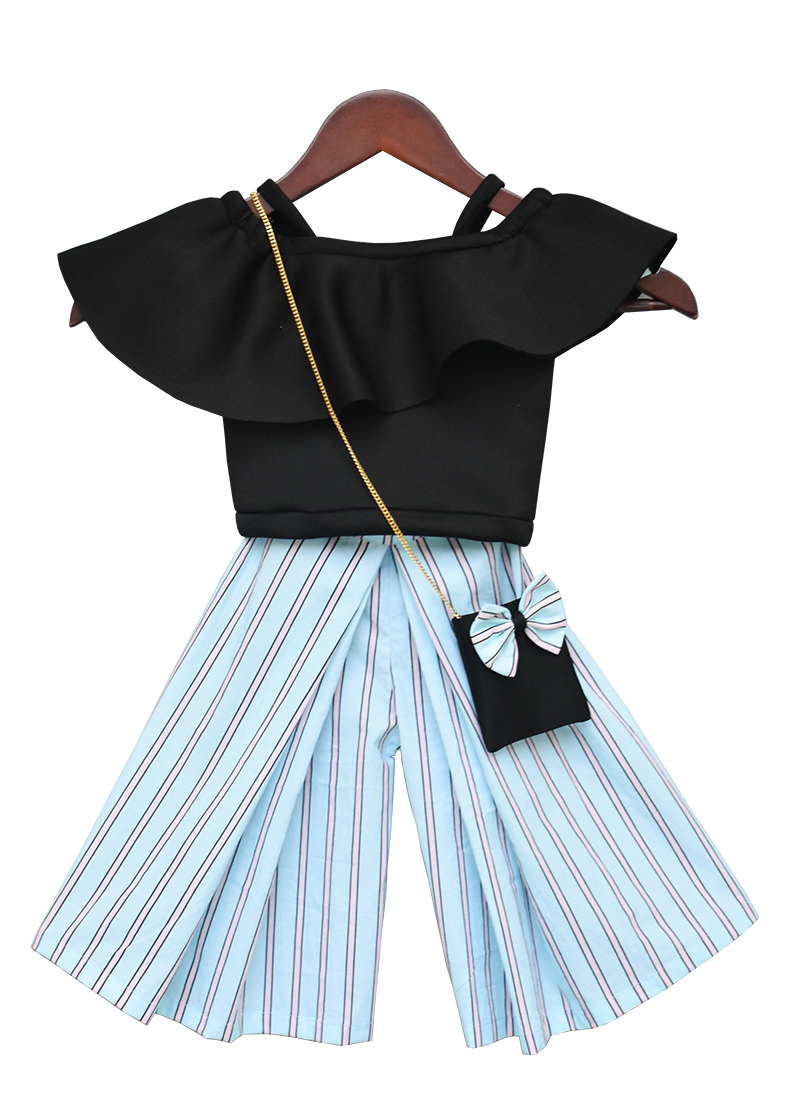 Buy Black Lycra Crop Top N Palazzo Suit 