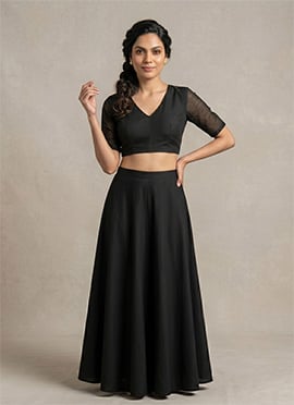 Find Your Perfect Fit Before You Buy Plain Black Georgette Skirt Blouse