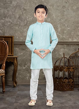Firozi Blended Cotton Kids Boys Kurta Pyjama