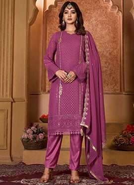 Dark Mauve Sequins Embroidered Pakistani Suit