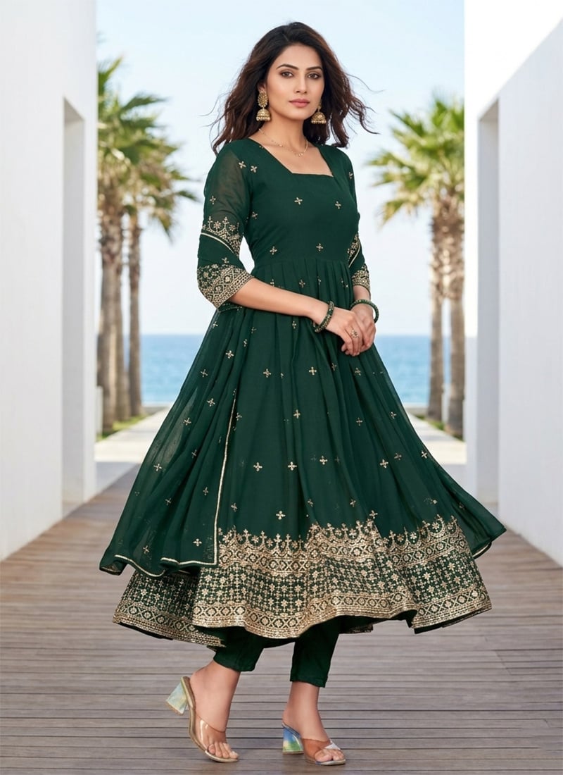 Georgette Embroidered Anarkali Suit Party Wear