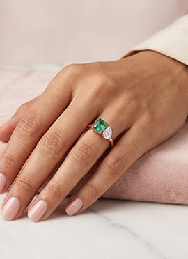 Glamorous Rose Gold Stone 925 Sterling Silver Moissanite Ring