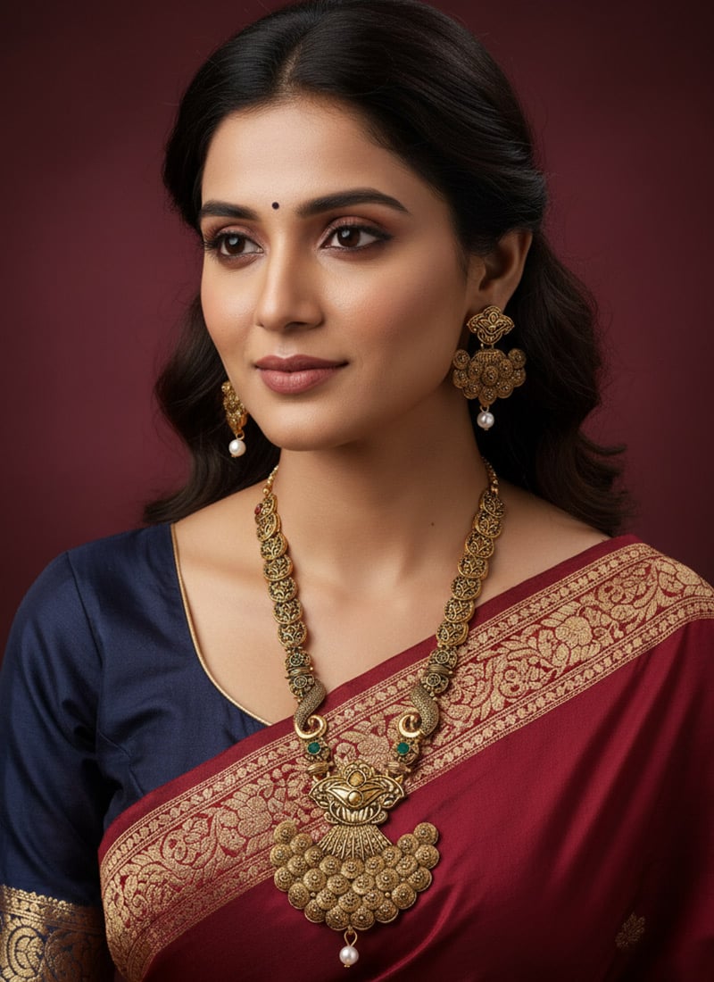 Gold Alloy Necklace Set Festive Wear