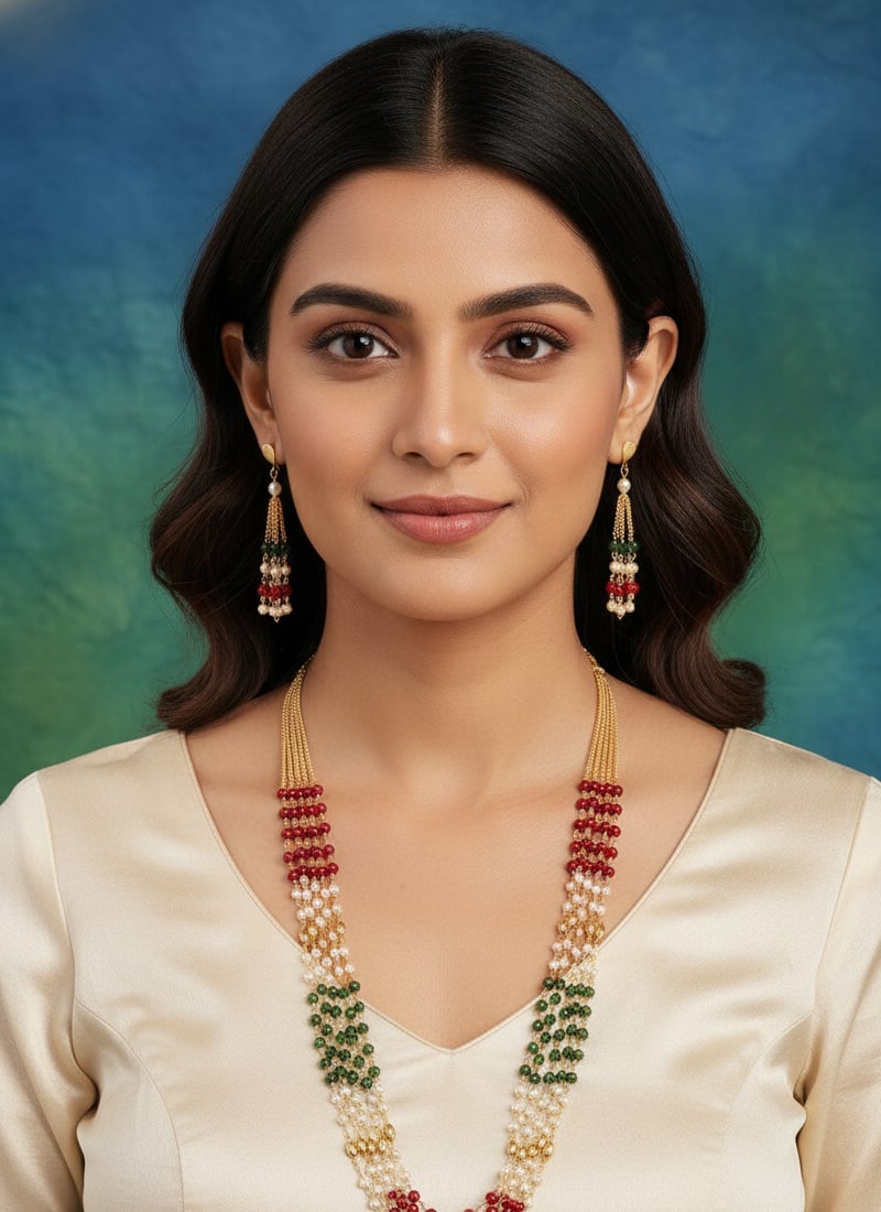 Gold Alloy Necklace Set Party Wear