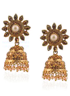 Gold N Cream Jhumka Earrings