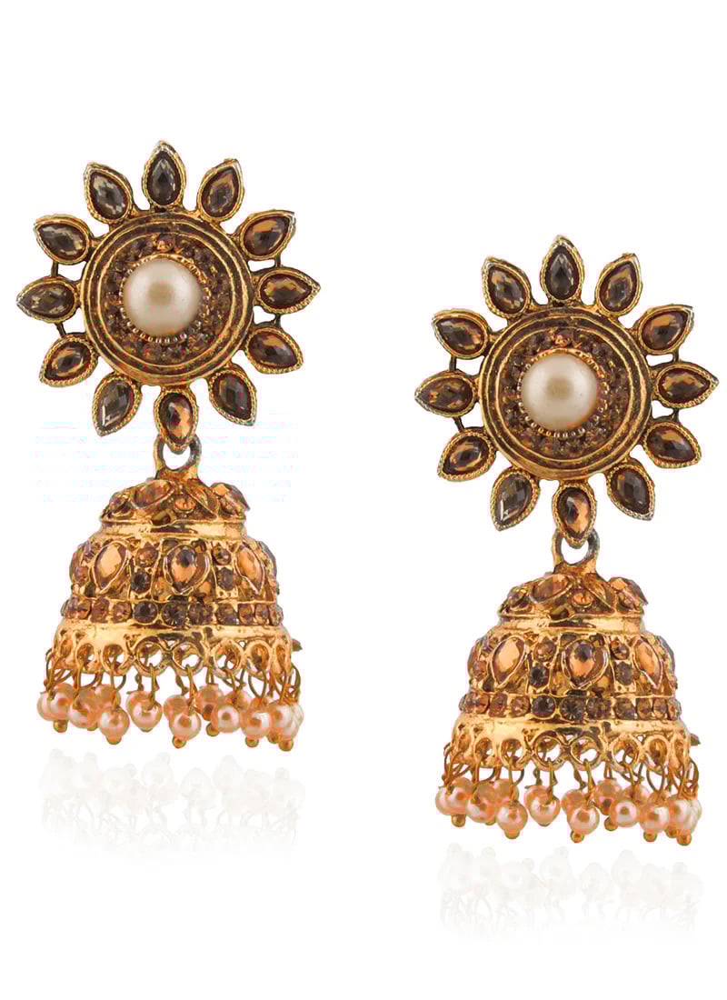 Gold N Cream Jhumka Earrings Festive Wear