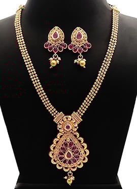 Gold N Pink Necklace Set