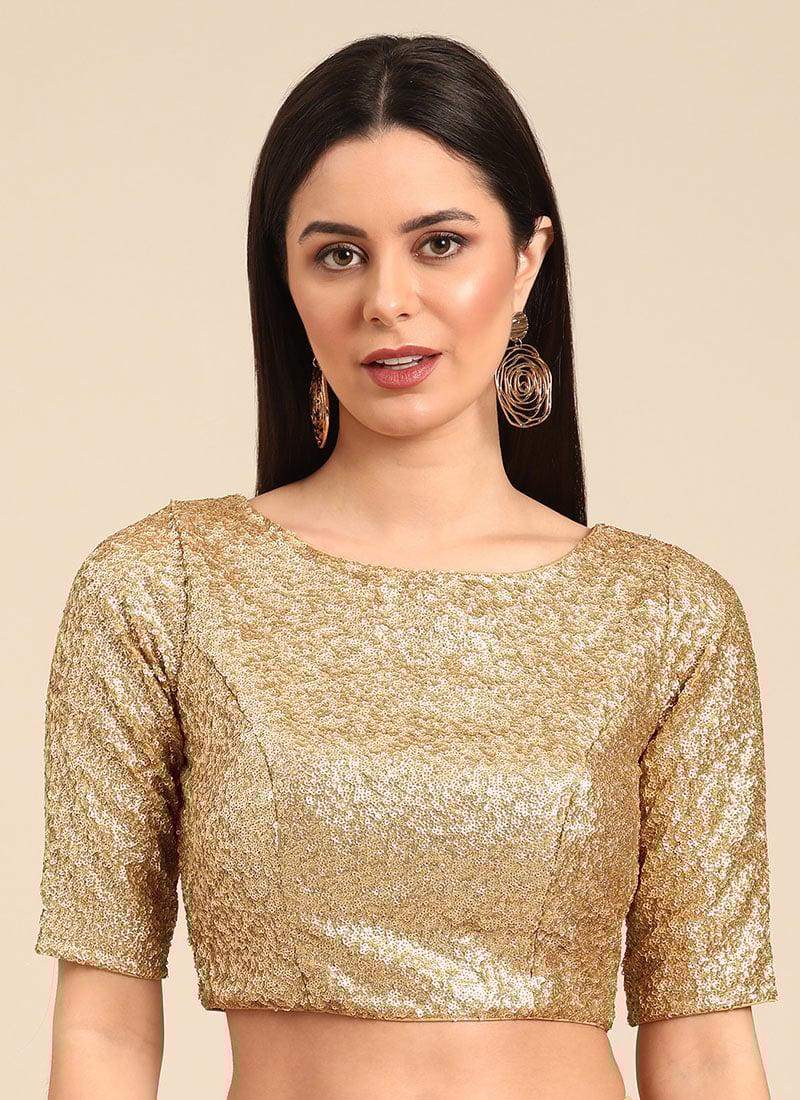 Gold Sequins Georgette Blouse