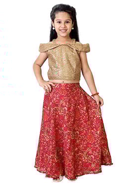 Gold Sequins N Pink Modal Silk Skirt Set