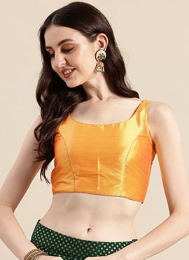 Golden Yellow Taffeta Sleeveless Blouse
