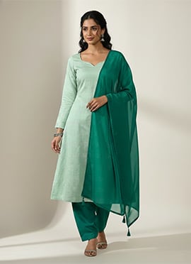 Graceful Mint Green Silk Stunning Suit Set
