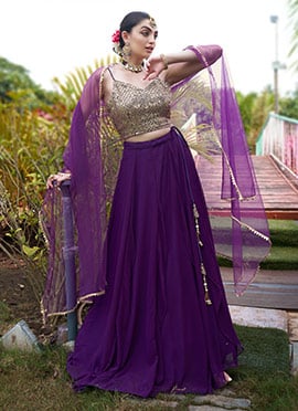Graceful Purple Georgette Sequins Lehenga