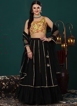 Green Art Silk N Net Lehenga