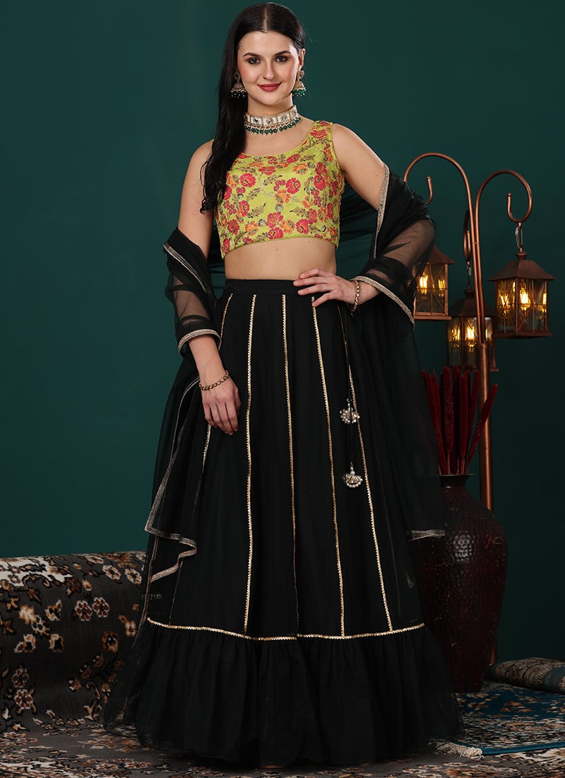 Teen Girls Green Art Silk N Net Lehenga Festive Wear