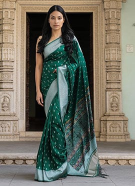 Green Banarasi Silk Jacquard Saree